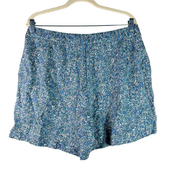 🟣 J. Jill Womens Blue High Rise Mom Short Floral Size Medium - Picture 2 of 8